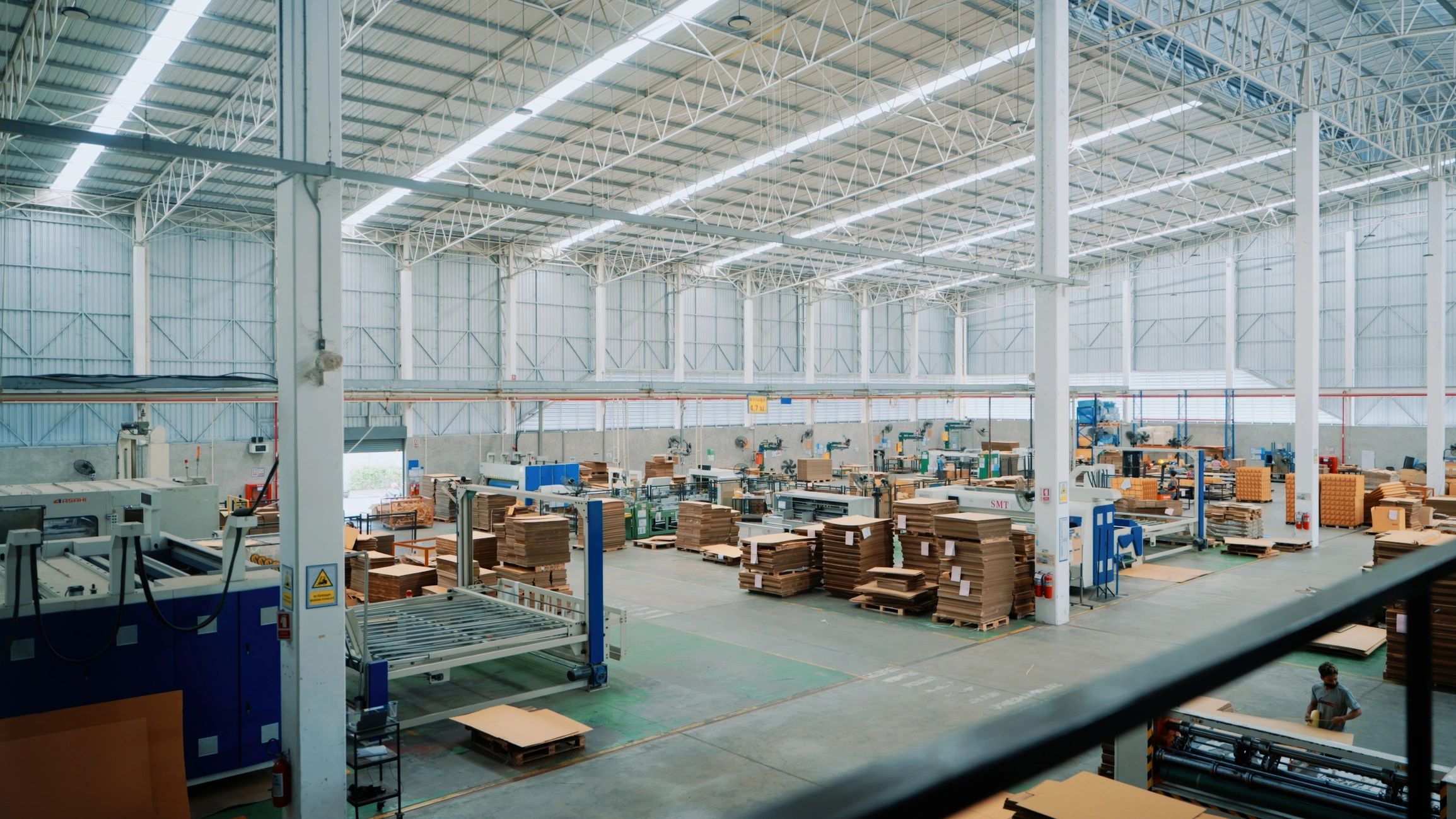 Modern industrial warehouse showing organized logistics and storage operations